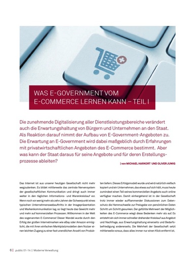 Beitrag in der .public / Ausgabe 01-2015: Was E-Government von E-Commerce lernen kann – Teil II