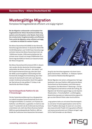 Allianz Deutschland AG: Mustergültige Migration