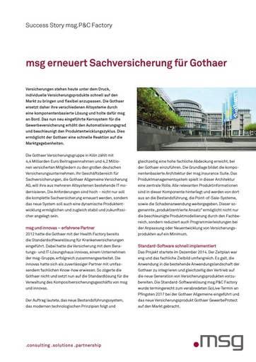 msg erneuert Sachversicherung für Gothaer Allgemeine Versicherung AG