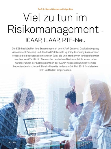 Viel zu tun im Risikomanagement - ICAAP, ILAAP, RTF-Neu