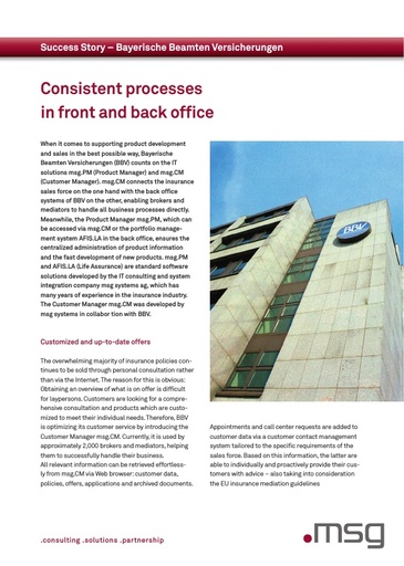 Bayerische Beamten Versicherungen: Consistent processes in front and back office
