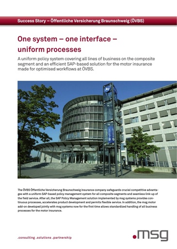 Öffentliche Versicherung Braunschweig (ÖVBS): One system – one interface – uniform processes