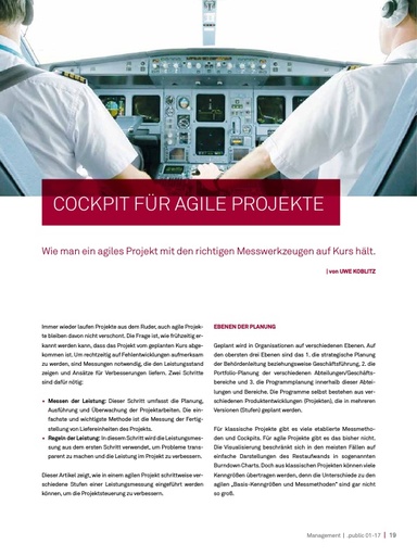 Beitrag in der .public / Ausgabe 01-2017: Cockpit für agile Projekte