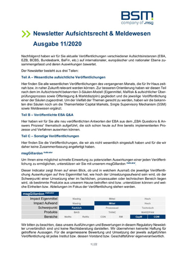 Aufsichtsrecht & Meldewesen Ausgabe 11/2020