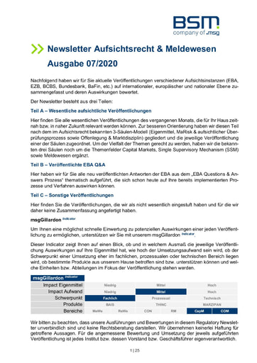 Aufsichtsrecht & Meldewesen Ausgabe 07/2020