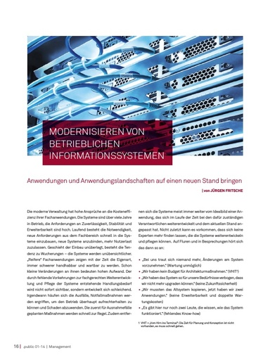 Beitrag in der .public / Ausgabe 01-2014: Modernisieren von betrieblichen Informationssystemen