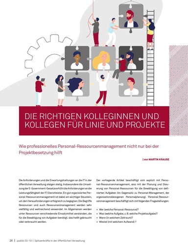 Beitrag in der .public / Ausgabe 03-2019: Die richtigen Kolleginnen und Kollegen für Linie und Projekte