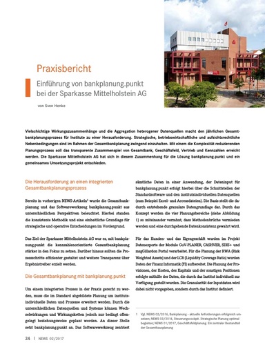Praxisbericht - Einführung von bankplanung.punkt bei der Sparkasse Mittelholstein AG