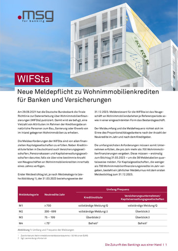 WIFSta - Neue Meldepflicht zu Wohnimmobilienkrediten für Banken und Versicherungen