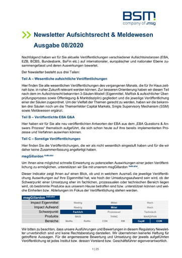 Aufsichtsrecht & Meldewesen Ausgabe 08/2020