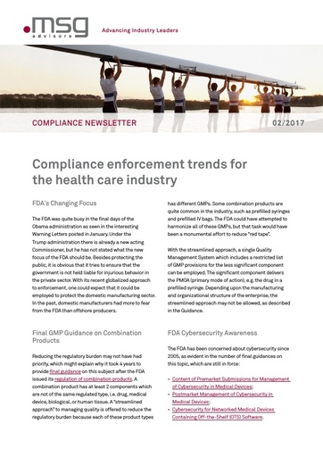 Ausgabe 02-2017: Compliance enforcement trends for the health care industry