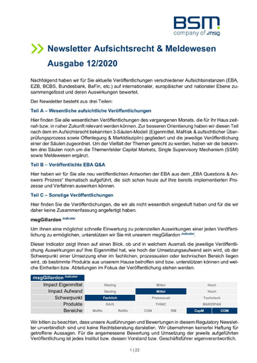 Aufsichtsrecht & Meldewesen Ausgabe 12/2020