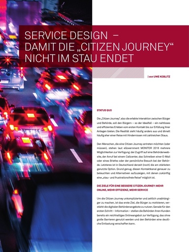 Beitrag in der .public / Ausgabe 01-2019: Service Design – Damit die „Citizen Journey“ nicht im Stau endet