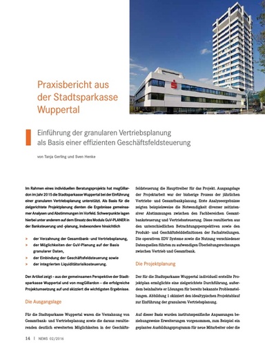 Praxisbericht aus der Stadtsparkasse Wuppertal - Einführung der granularen Vertriebsplanung als Basis einer effizienten Geschäftsfeldsteuerung