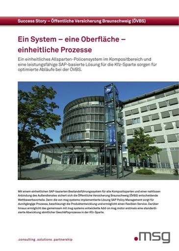 Öffentliche Versicherung Braunschweig (ÖVBS): Ein System – eine Oberfläche – einheitliche Prozesse