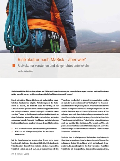 Risikokultur nach MaRisk - Aber wie? - Risikokultur verstehen und zielgerichtet entwickeln