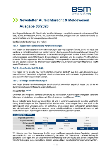 Aufsichtsrecht & Meldewesen Ausgabe 06/2020
