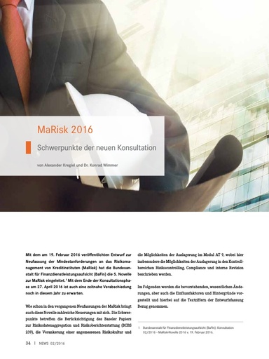 MaRisk 2016 - Schwerpunkte der neuen Konsultation