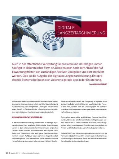Beitrag in der .public / Ausgabe 01-2014: Digitale Langzeitarchivierung